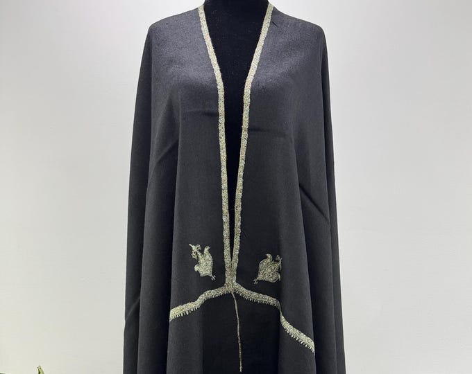 Royal Paisley Hand Embroidered Wool Shawl
