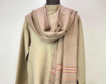 Dussa Extra Large Men's Wool Shawl - Hand Dyed Two-Tone Sepia Brown