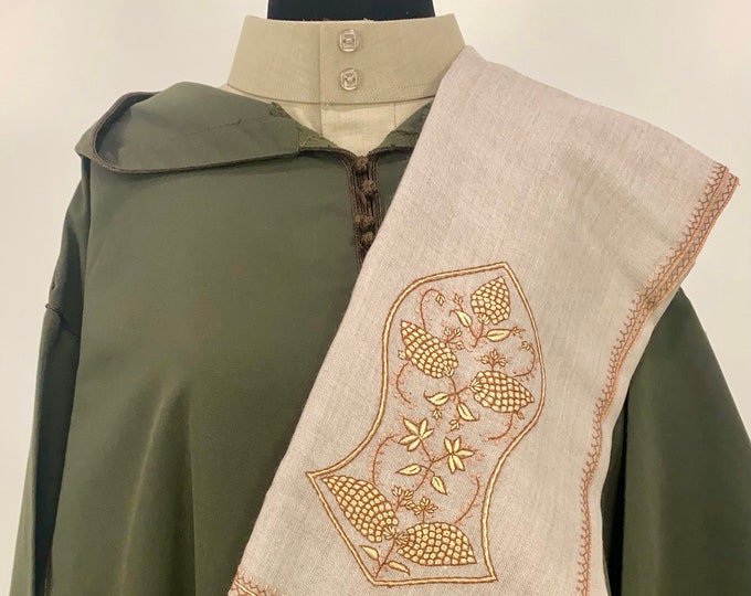 Zayn Sandala Hand Embroidered Wool Shawl - Two-Tone Hazel