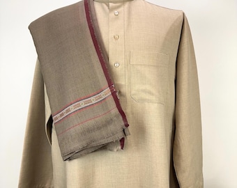 Dussa Extra Large Men's Wool Shawl - Hand Dyed - Two Tone Greyish Brown