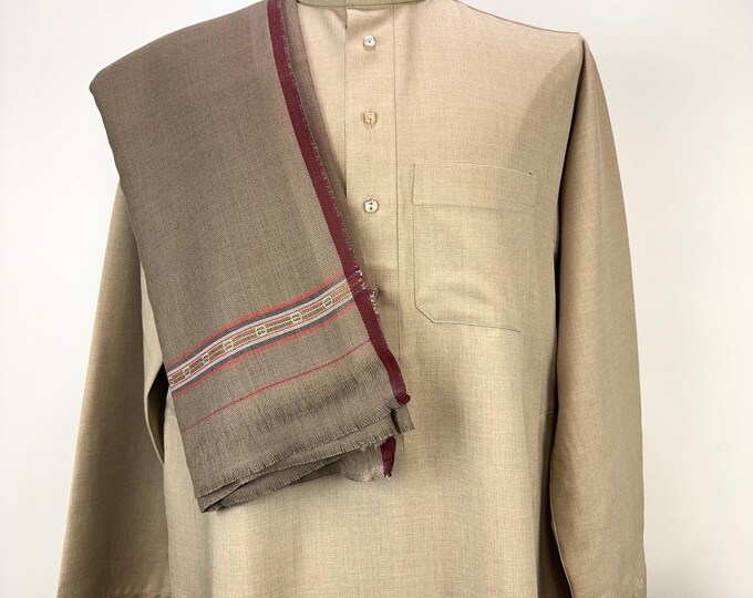 Dussa Extra Large Men's Wool Shawl - Hand Dyed - Two Tone Greyish Brown