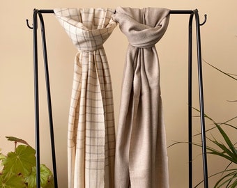 Handloom Cashmere Scarf / Wrap - Dark Hazel Tan