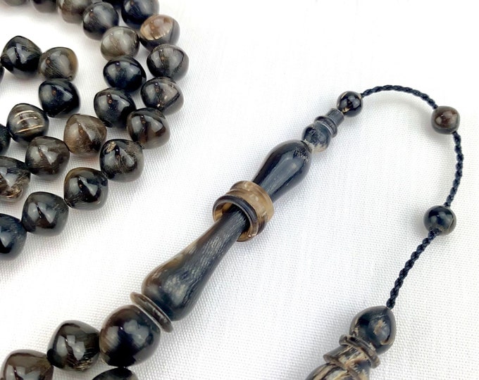 Buffalo Horn 100 Round Prayer Beads 8.5 mm