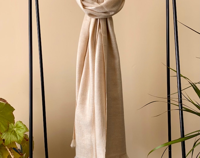 Handloom Cashmere Shawl -  Warm Ivory Beige