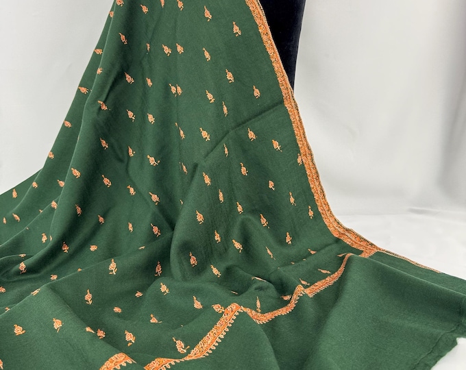 Rose Regal Motifs Hand Embroidered Wool Shawl