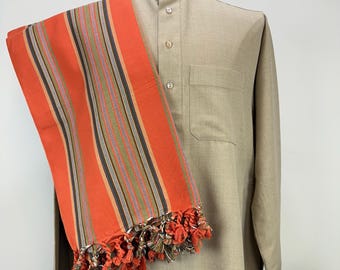 Habirah Yemeni Cotton Shawl - Orange Fire