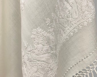 Isabella Hand Embroidered Paisley Wool Scarf / Wrap