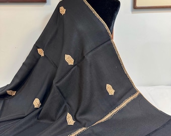 Nur Sandala Shawl - Hand Embroidered - Black No 5