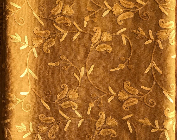 Japanese Paisley Hand Embroidered Wool Wrap / Scarf