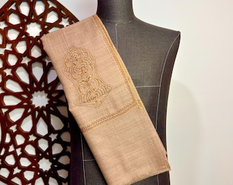 Zayn Sandala Hand Embroidered Wool Shawl - Two-tone Warm Cider Brown