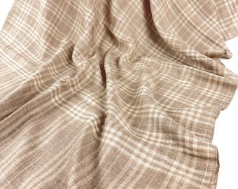 Gingham Handloom Cashmere Scarf - Hazel Tan