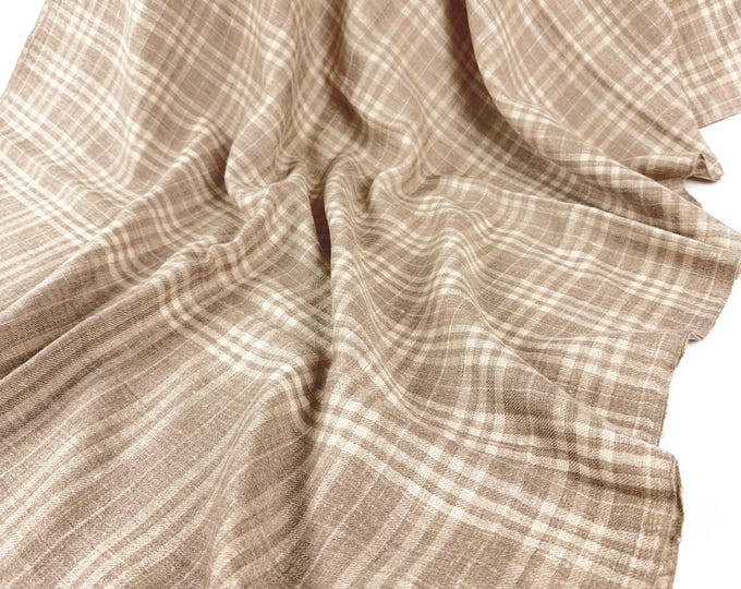 Gingham Handloom Cashmere Scarf - Hazel Tan