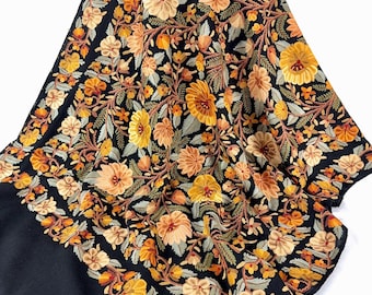 Whispers of Fall - Hand Embroidered Wool Wrap