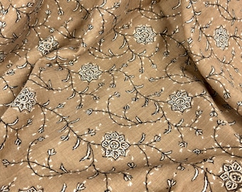 Layla Hand Embroidered Wool Shawl - Rich Hazel Brown