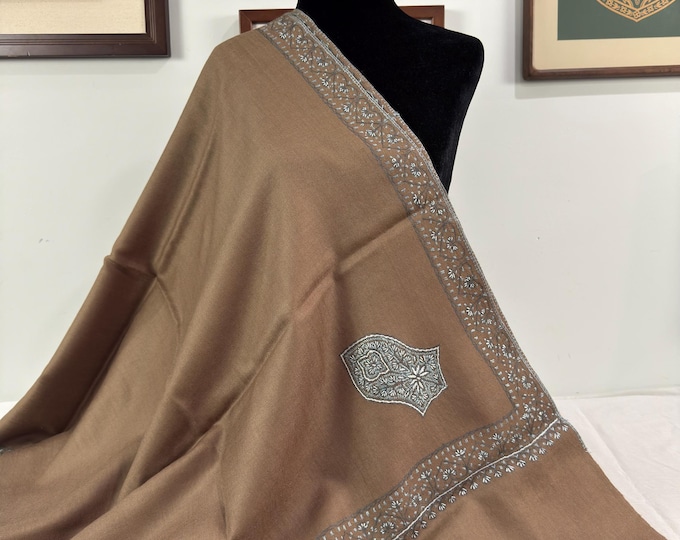 Alawi Sandala Shawl - Hand Embroidered - Coffee Brown
