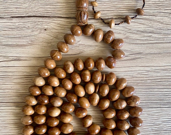 Large Oval Disc Prayer Beads 12 mm - Coquilla Nut - Kuka
