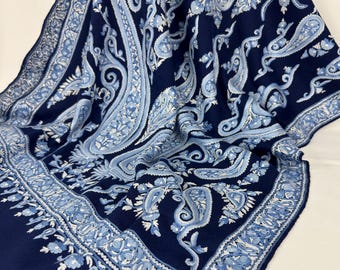 Josephine Hand Embroidered Wool -  Blue