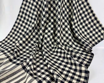 Check Handloom Cashmere Scarf - Porcelain White and Black