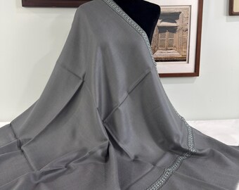 Khas Hand Embroidered Wool Shawl - Grey