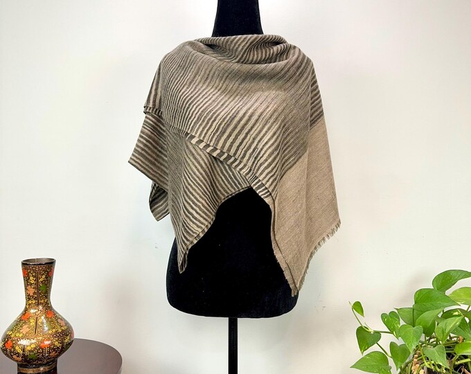 Zebra Stripe Handloom Cashmere Scarf - Coffee Brown and Black