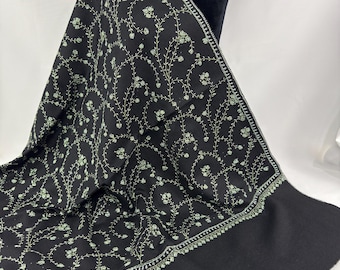 Layla Hand Embroidered Wool Wrap - Black