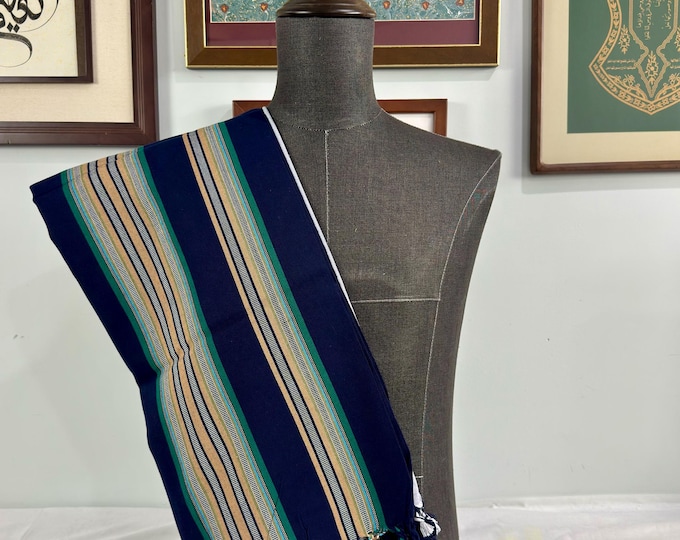 Habirah Yemeni Cotton Shawl - Demin Blue