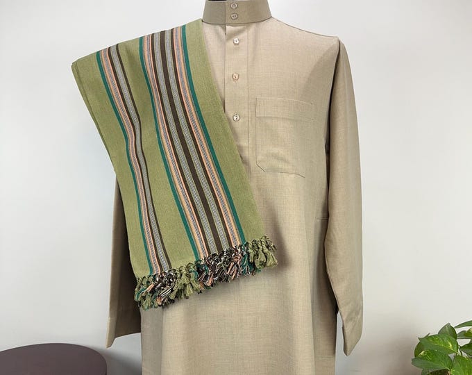 Habirah Yemeni Cotton Shawl - Olive Pickle Green