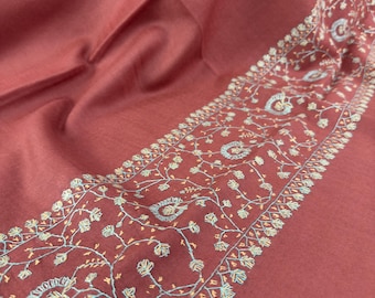 Floral Hand Embroidered Wool Wrap / Scarf