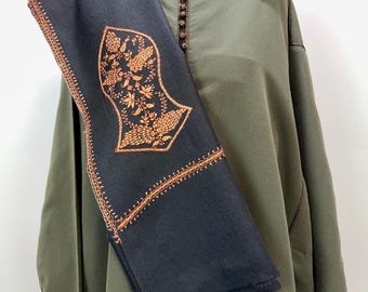 Zayn Sandala Hand Embroidered Wool Shawl - Black # 3