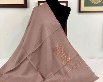 Zayn Sandala Shawl - Hand Embroidered - Sepia Tan