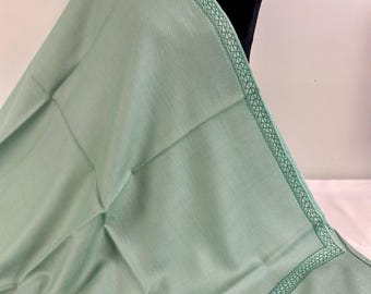 Khas Hand Embroidered Wool Shawl - Mint Green