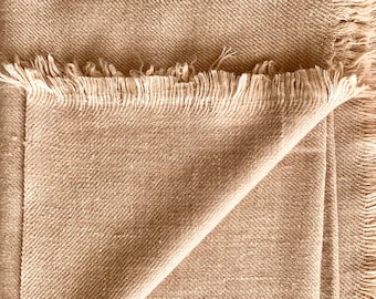 Plaid Handloom Cashmere Scarf / Wrap - Dark Hazel Tan