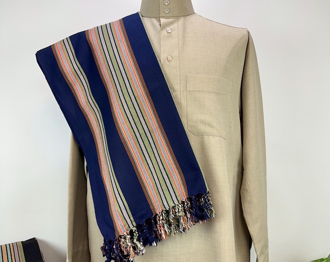 Habirah Yemeni Cotton Shawl - Demin Blue