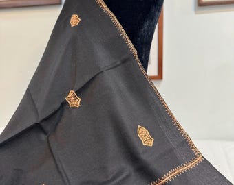 Nur Sandala Shawl - Hand Embroidered - Black No 4