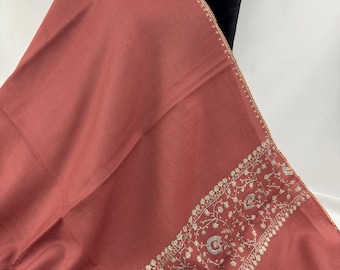 Floral Hand Embroidered Wool Wrap / Scarf