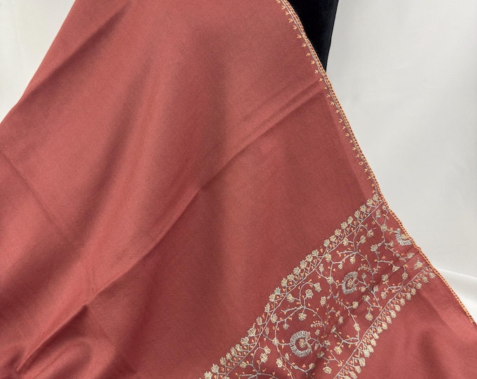 Floral Hand Embroidered Wool Wrap / Scarf