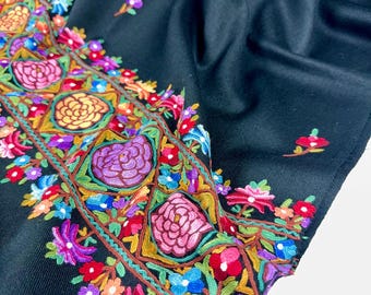 Mughal Floral Medley Wrap / Scarf - Black