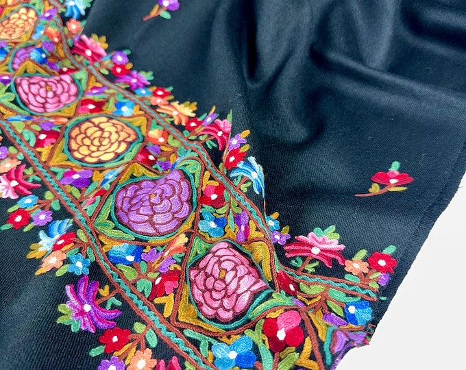 Mughal Floral Medley Wrap / Scarf - Black