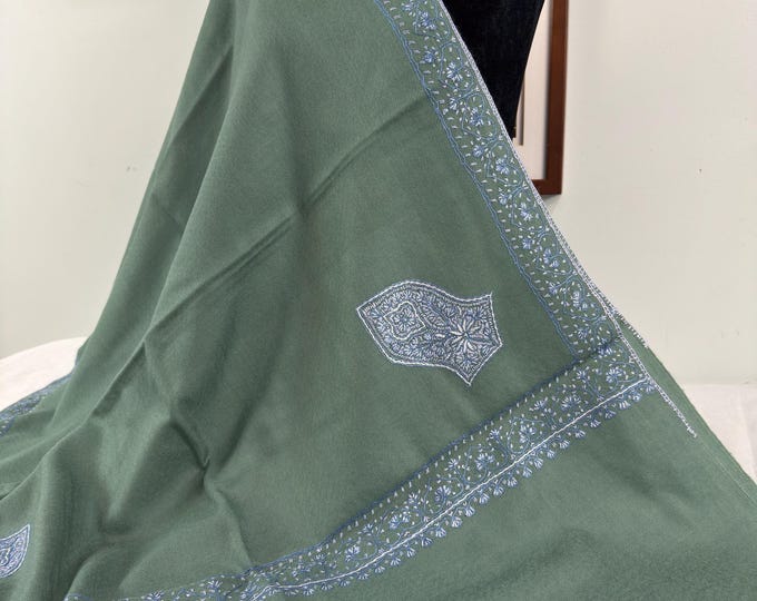 Alawi Sandala Shawl - Hand Embroidered - Fern Green