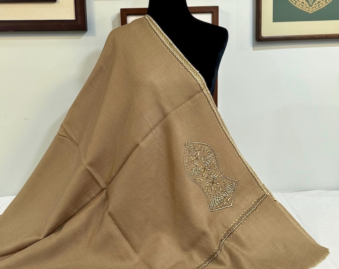 Zayn Sandala Shawl - Hand Embroidered - Camel
