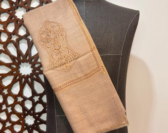Zayn Sandala Hand Embroidered Wool Shawl - Two-tone Warm Cider Brown