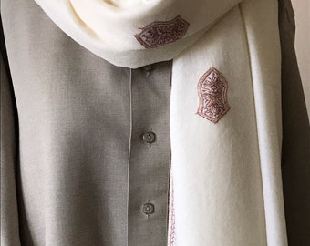 Nur Sandala Hand Embroidered Wool Shawl