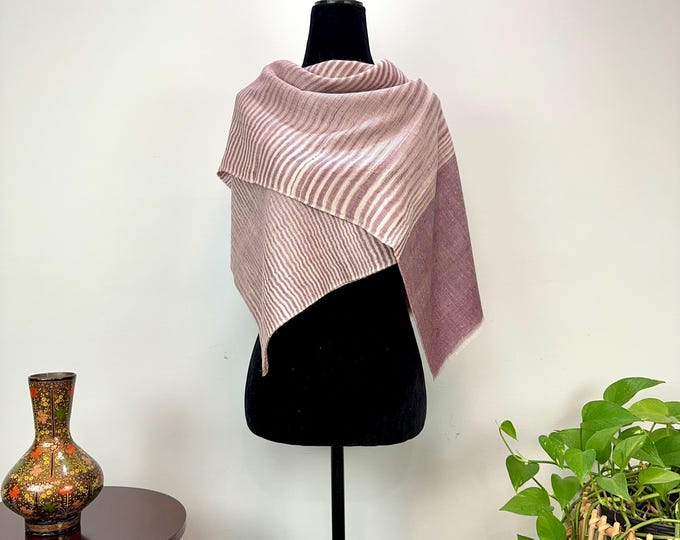 Zebra Stripe Handloom Cashmere Scarf - Faint Purple Grape