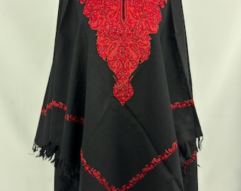 Hand Embroidered Light Weight Kashmiri Wool Poncho