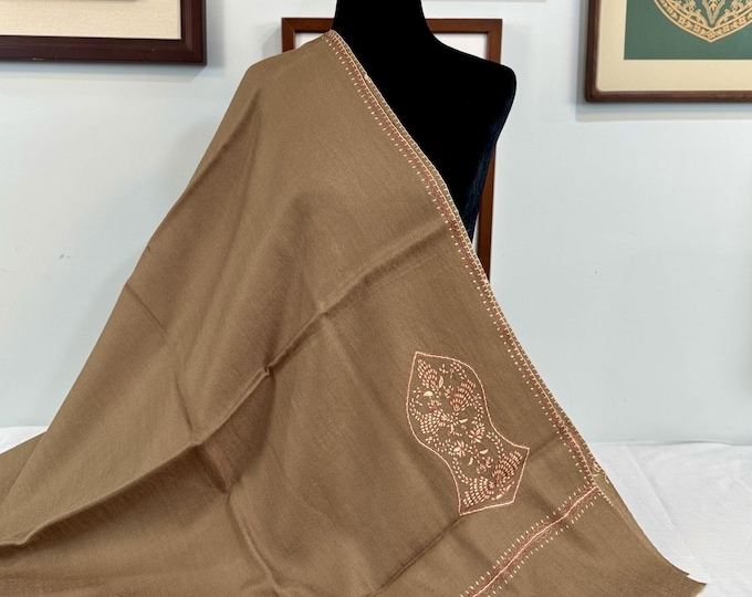 Zayn Sandala Shawl - Hand Embroidered - Brown