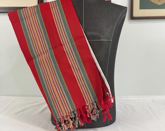 Habirah Yemeni Cotton Shawl - Heavy Weight - Red