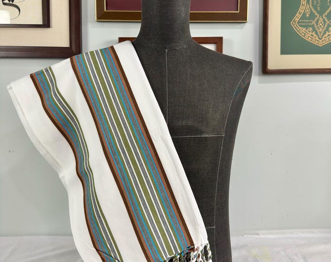 Habirah Yemeni Cotton Shawl - White No 3