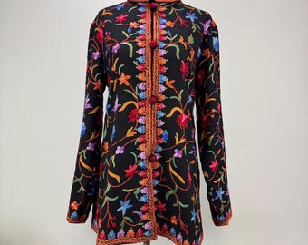 Ayse Exquisite Hand Embroidered Ladies Wool Short Jacket - Size M / EU 42/ US 10