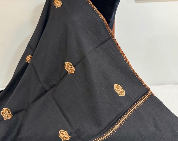 Nur Sandala Shawl - Hand Embroidered - Black No 3