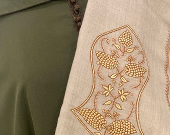 Zayn Sandala Hand Embroidered Wool Shawl - Two-Tone Hazel